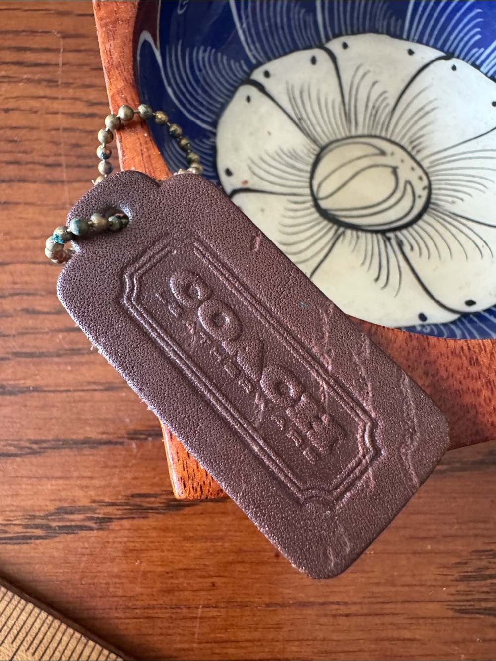 COACH Vintage 2.25" x 1" Hang Tag Dark Brown Leatherware Leather